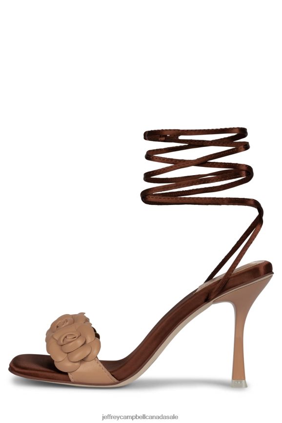 ROZI Women Dark Natural Brown Satin PLRNJH1638 Jeffrey Campbell Heeled Sandal