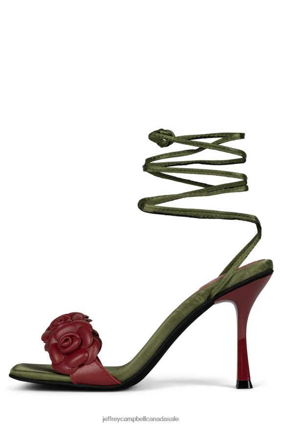 ROZI Women Red Olive Satin PLRNJH1639 Jeffrey Campbell Heeled Sandal