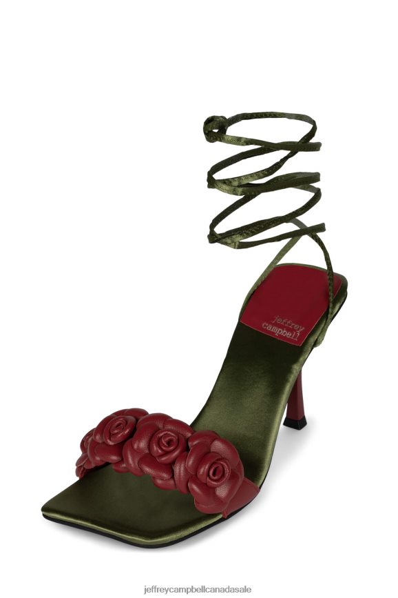 ROZI Women Red Olive Satin PLRNJH1639 Jeffrey Campbell Heeled Sandal
