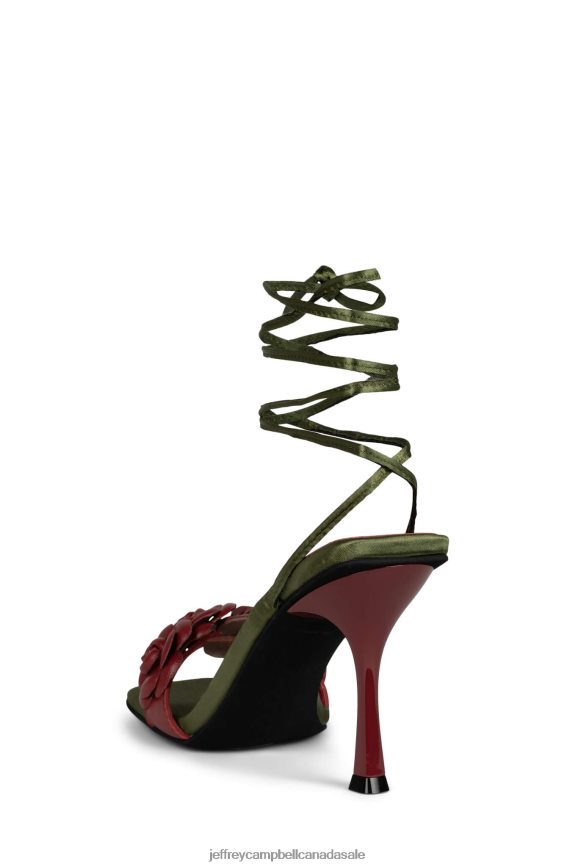 ROZI Women Red Olive Satin PLRNJH1639 Jeffrey Campbell Heeled Sandal