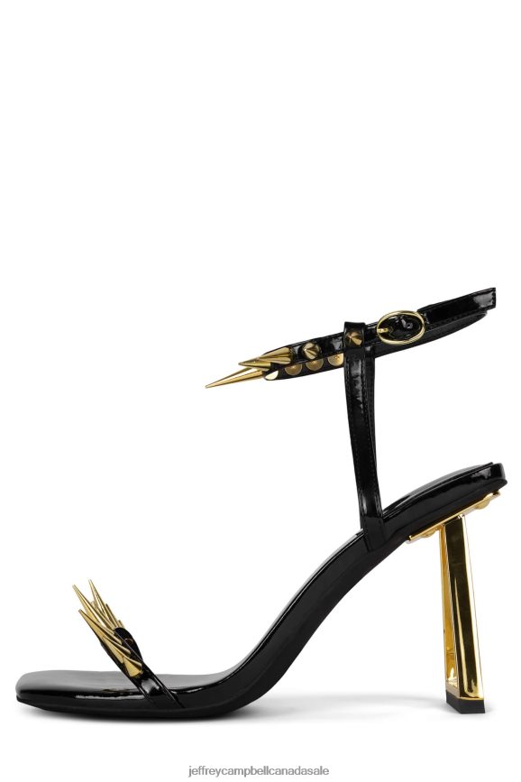 SHARPEN-UP Women Black Patent Gold PLRNJH1512 Jeffrey Campbell Heeled Sandal
