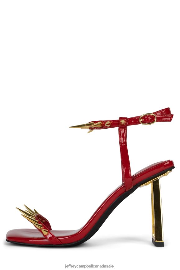 SHARPEN-UP Women Red Patent Gold PLRNJH1513 Jeffrey Campbell Heeled Sandal