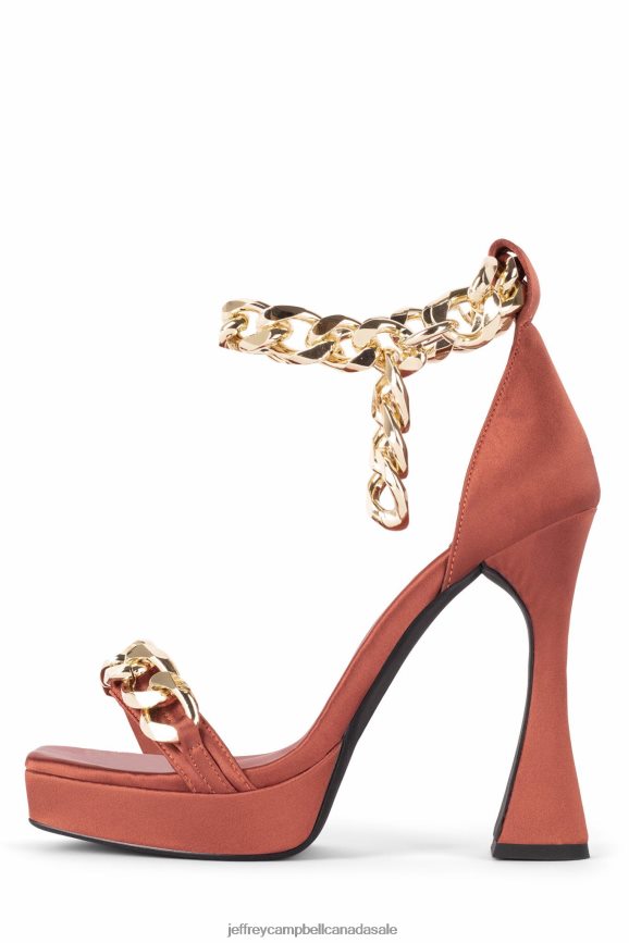 SILVERLAKE Women Rust Satin Gold PLRNJH1571 Jeffrey Campbell Heeled Sandal