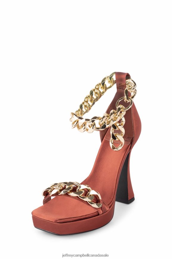 SILVERLAKE Women Rust Satin Gold PLRNJH1571 Jeffrey Campbell Heeled Sandal