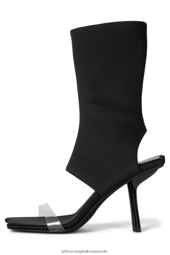 STRUTTIN Women Black Neoprene Clear PLRNJH77 Jeffrey Campbell Heeled Sandal