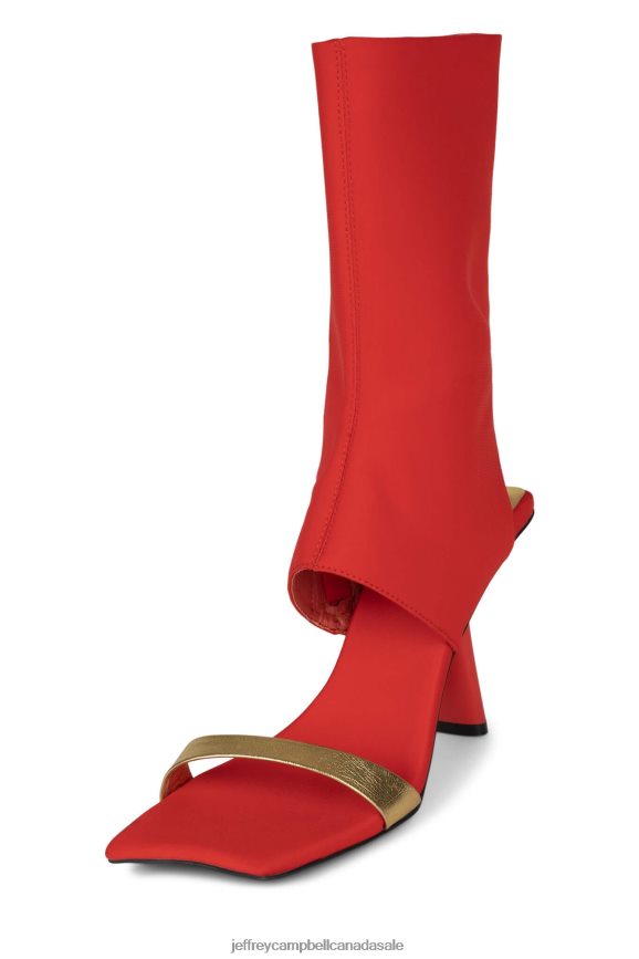 STRUTTIN Women Orange Neoprene Gold PLRNJH75 Jeffrey Campbell Heeled Sandal