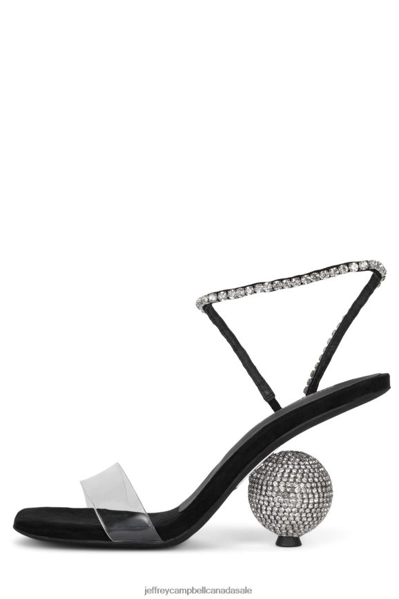 THE-HUSTLE Women Black Suede Silver PLRNJH1548 Jeffrey Campbell Heeled Sandal