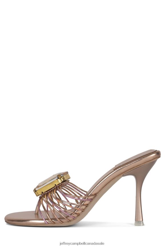 TRUE-GEM Women Gold Metallic Combo PLRNJH109 Jeffrey Campbell Heeled Sandal