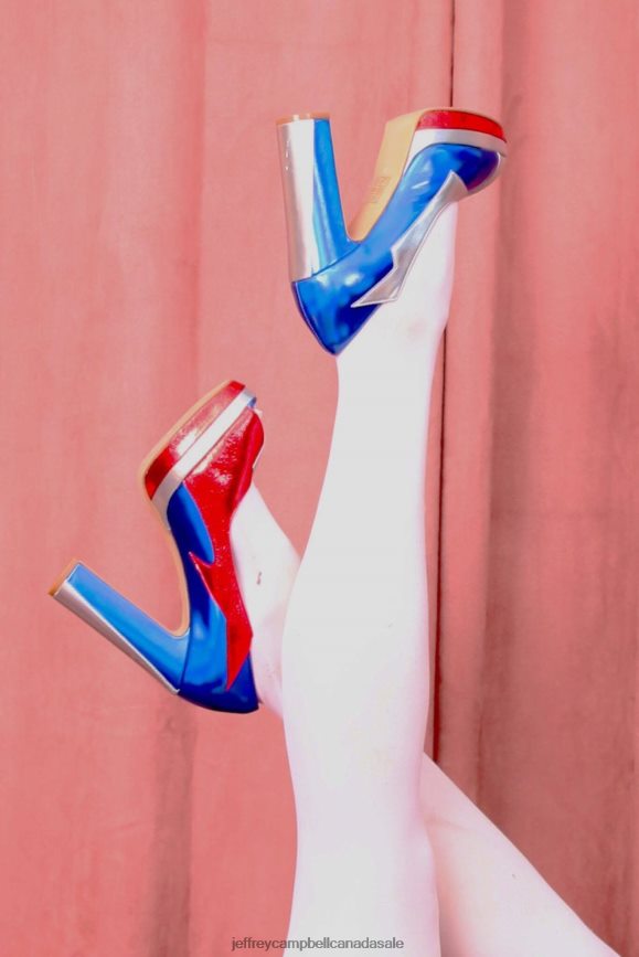 BAD-GURL Women Red Blue Combo PLRNJH1303 Jeffrey Campbell Platform Pump