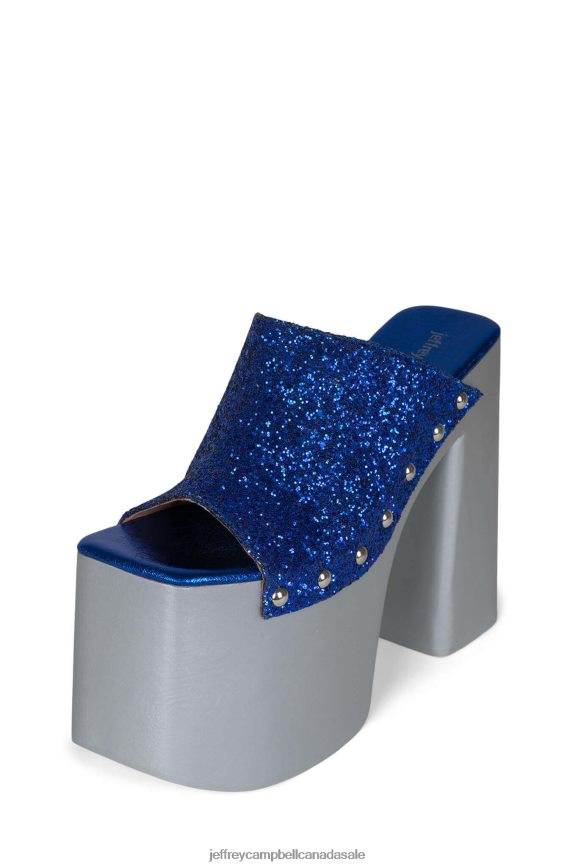 2-HIGH Women Blue Glitter Silver PLRNJH1095 Jeffrey Campbell Platform Sandal