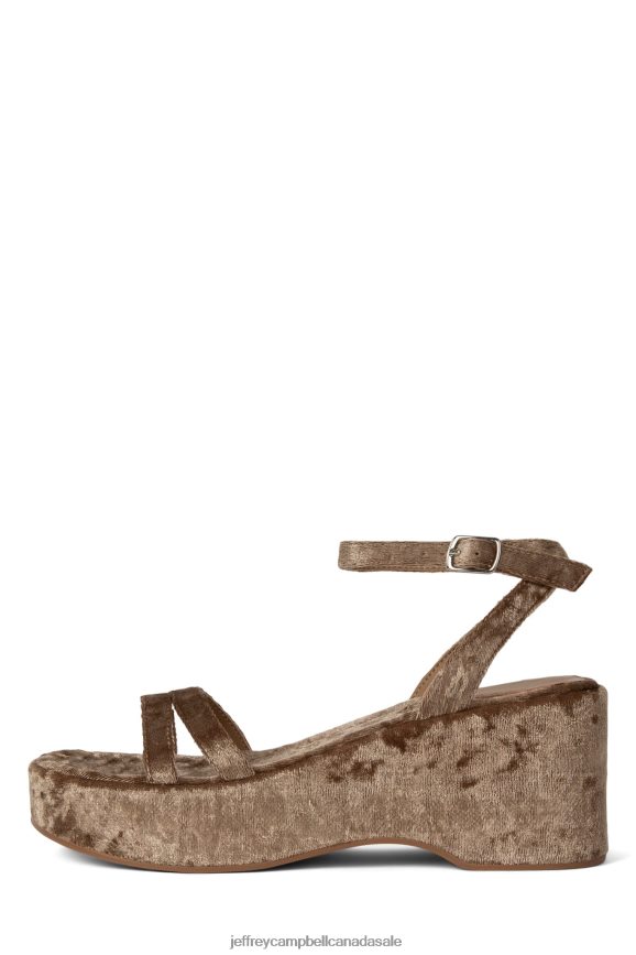 ACTIVATE Women Dusty Tan Crushed Velvet PLRNJH932 Jeffrey Campbell Platform Sandal