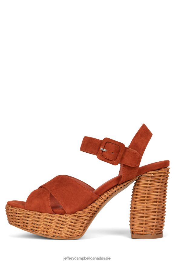 AMMA-2W Women Orange Suede PLRNJH1099 Jeffrey Campbell Platform Sandal