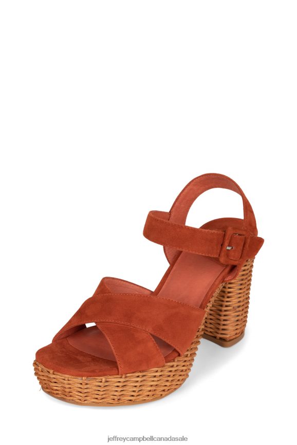 AMMA-2W Women Orange Suede PLRNJH1099 Jeffrey Campbell Platform Sandal