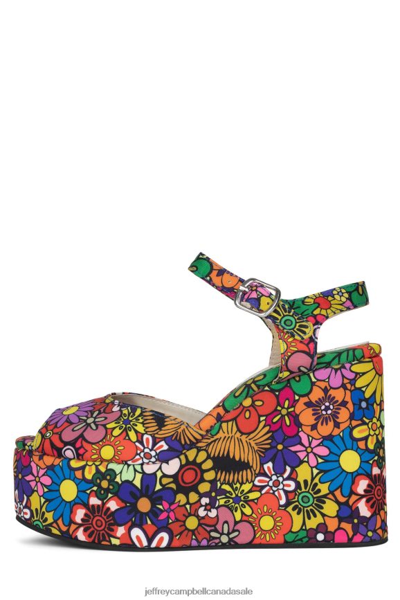 DAZING Women Multi Floral PLRNJH965 Jeffrey Campbell Platform Sandal