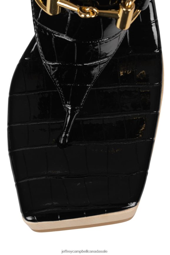 HAZY Women Black Croco Gold PLRNJH974 Jeffrey Campbell Platform Sandal