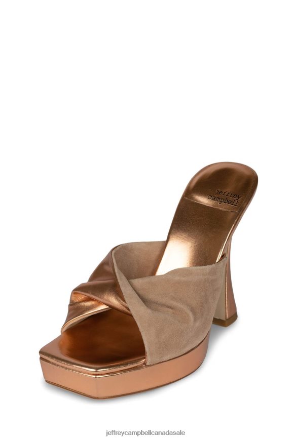 HOLLYWEIRD Women Rose Gold Natural Suede PLRNJH1123 Jeffrey Campbell Platform Sandal