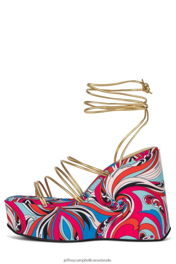 LEVELS Women Red Multi Gold PLRNJH256 Jeffrey Campbell Platform Sandal