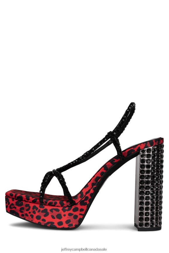 NUITE Women Red Cheetah Pewter PLRNJH1157 Jeffrey Campbell Platform Sandal