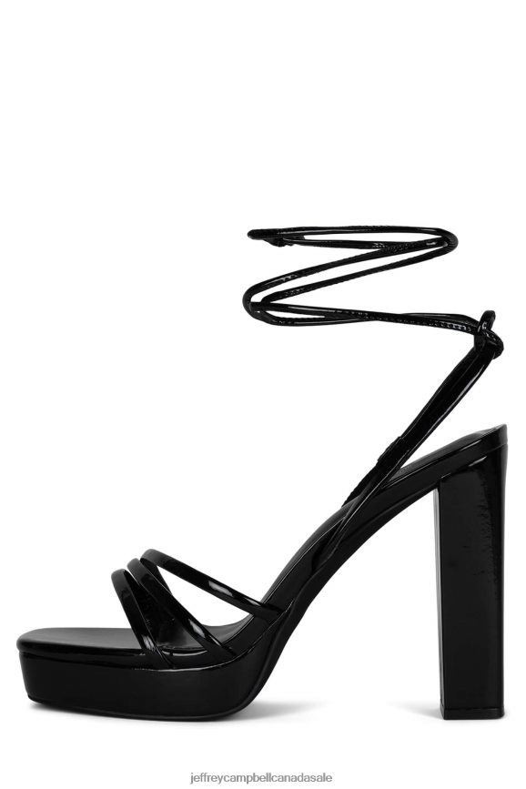 PRESECCO Women Black Crinkle Patent PLRNJH1052 Jeffrey Campbell Platform Sandal