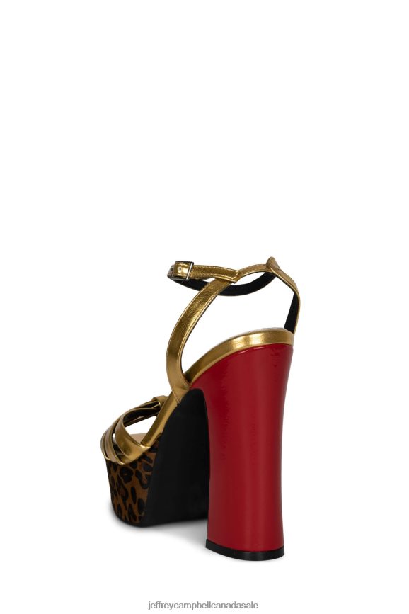 ROCKIN-OUT Women Gold Cheetah Multi PLRNJH1051 Jeffrey Campbell Platform Sandal