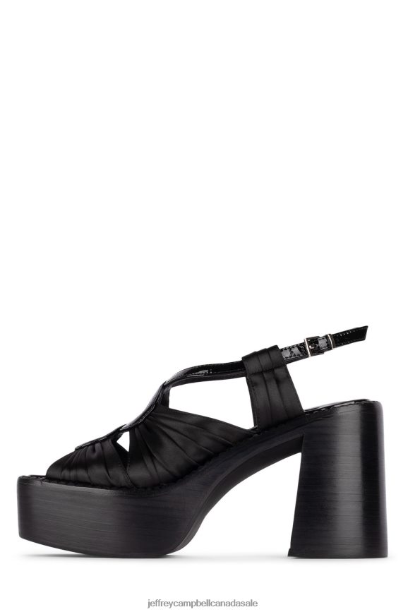 ROCKSHOW Women Black Satin Black Patent PLRNJH1163 Jeffrey Campbell Platform Sandal