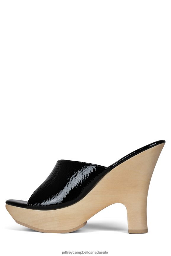 ROXI Women Black Crinkle Patent PLRNJH1128 Jeffrey Campbell Platform Sandal