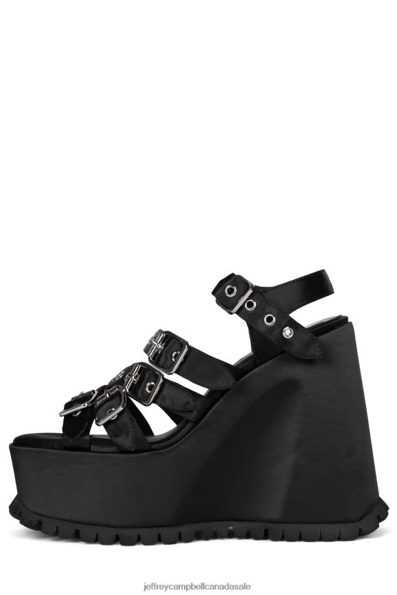 VOIDOID Women Black Satin PLRNJH1087 Jeffrey Campbell Platform Sandal